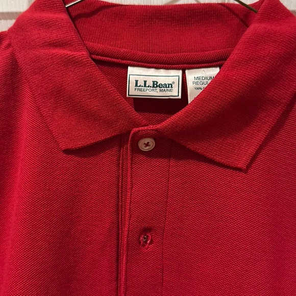 LLBean Long Sleeve Check Shirt Made in USA Men's Size L cotton red type Vintage Second Hand